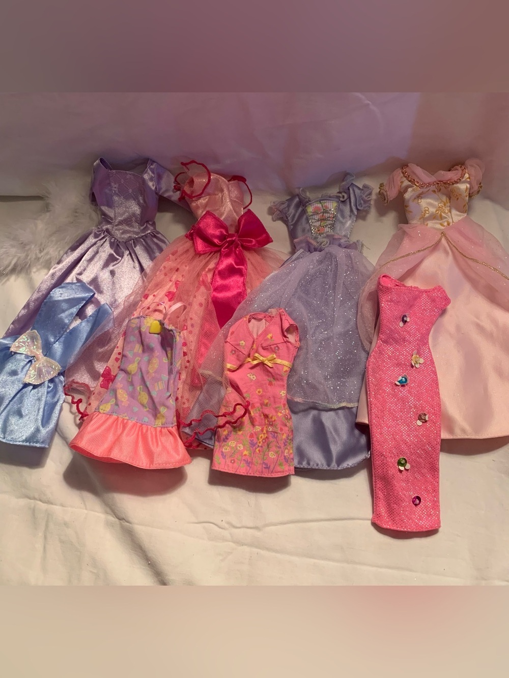 Vintage Barbie Doll Dresses, Lot of 8, Multi-Color